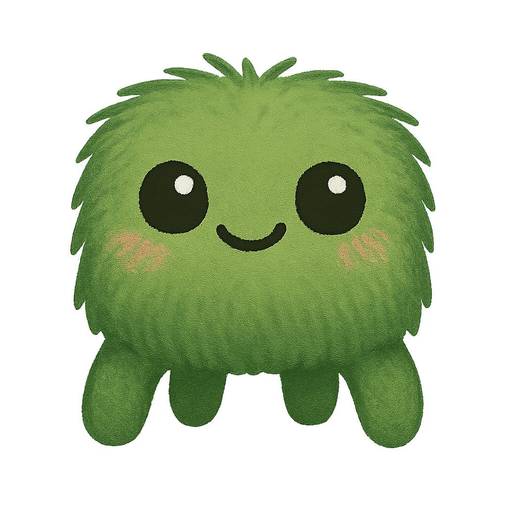 FeatureCreep mascot. Fuzzy, cute & full of excitement to help you build AI-powered features.
